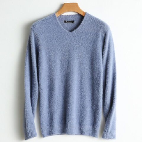 Men's Pure Mink Cashmere Sweater O-Neck Pullovers Knit Large Size Mink Sweater Winter New Tops Long Sleeve High-End Jumpers X49