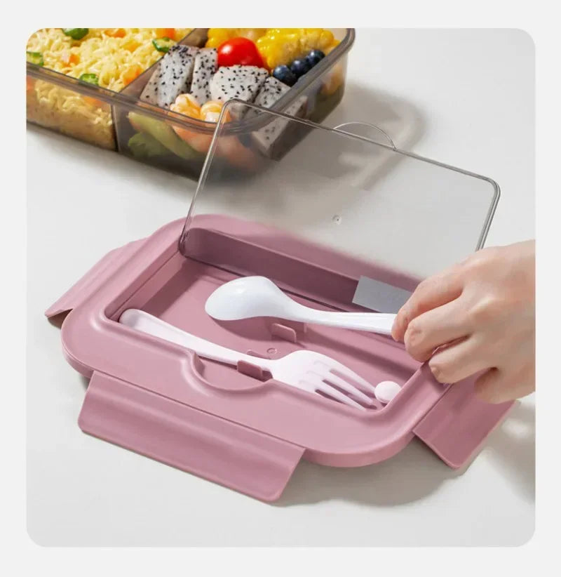 Food-grade Lunch Boxes Home Children's Compartments Bento Box Can Be Heated Microwave Oven Student Rectangle Plastic Lunch Boxes