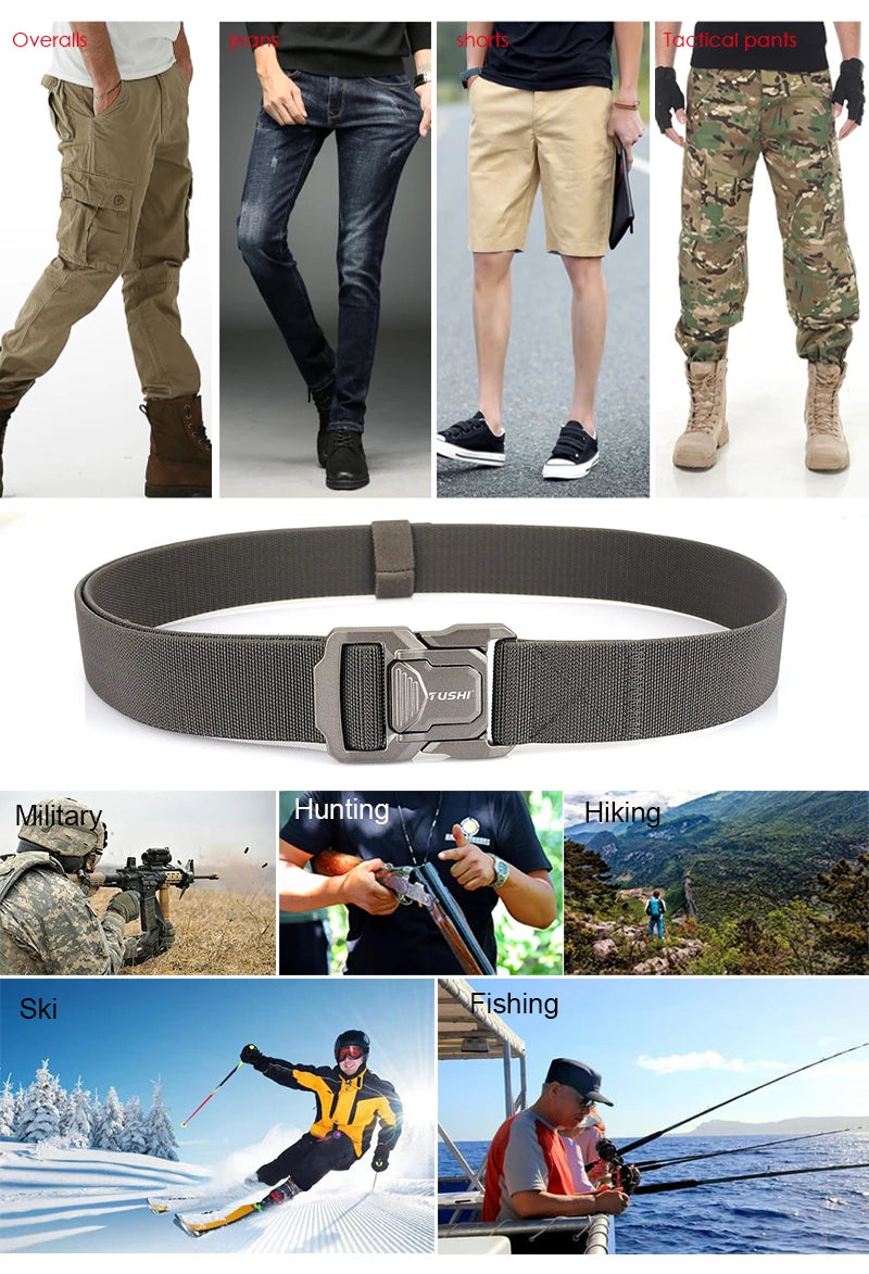 VATLTY 2023 Elastic Belt for Men Aluminum Alloy Quick Release Buckle Unisex Hiking Belt Military Tactical Belt Stretch Girdle