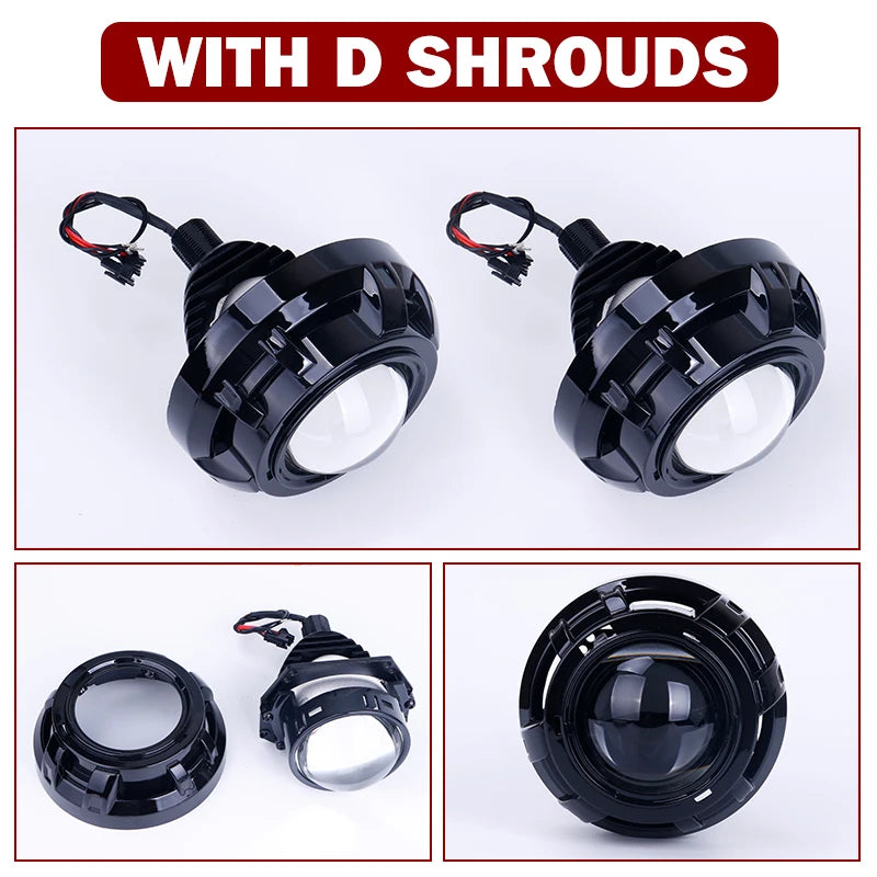3 Inch H4 H7 LED Angel Eyes Bi LED Lenses 9005 9006 Projector Headlight For Hella Car Lights Headlamp Car Accessories RHD 160W