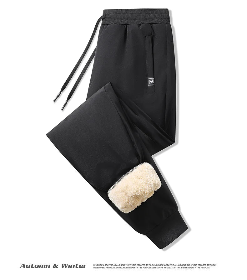 Plus Size 7XL 8XL Men's Winter Pant Fleece Velvet Plush Trouser Male Thermal Thick Warm Windproof Casual Joggers Waterproof Pant