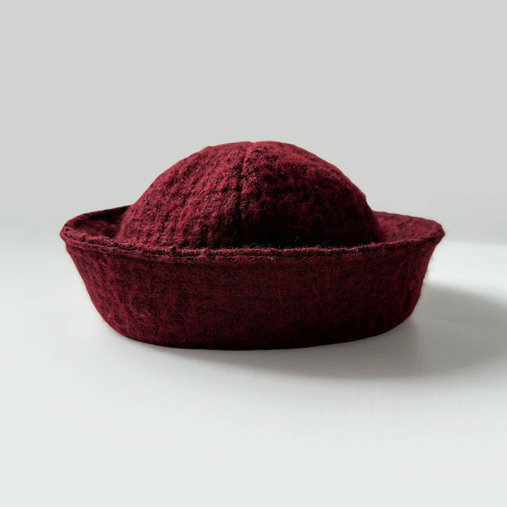 Fall Elegant Tweed Berets for Women Sailor Hat Japanese Versatile Naval Winter Fashion Party Warm Cute Jk Y2K Bucket Hat
