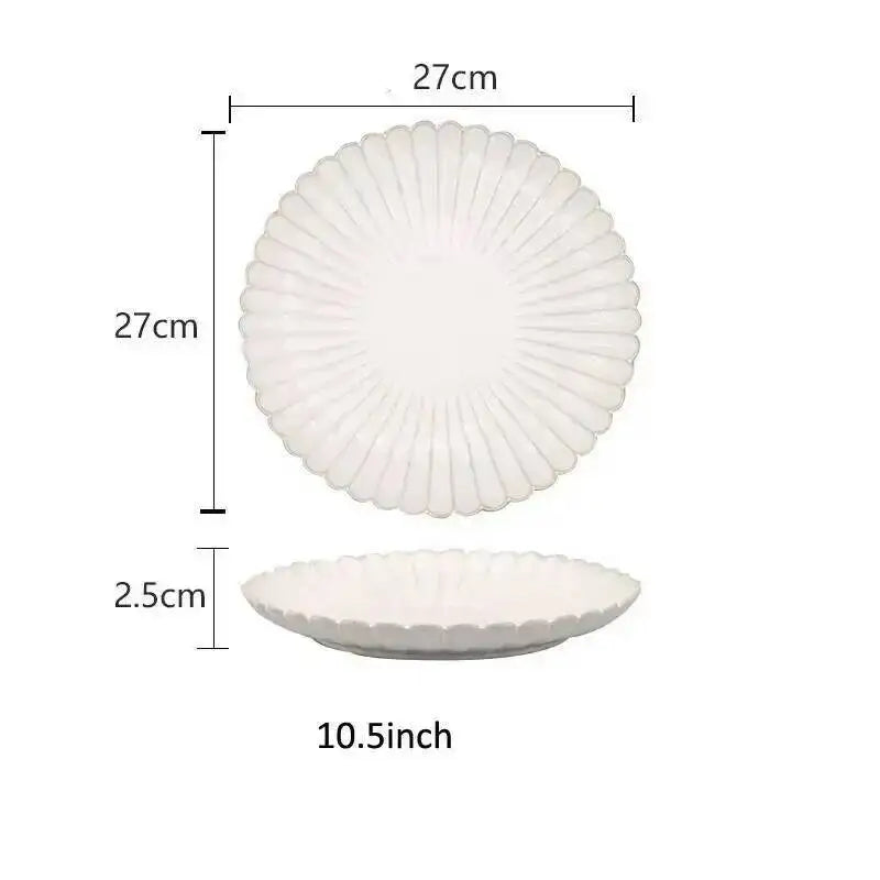Kiln Changing Japanese Dinner Plates Ceramic White Glaze Tableware Set Western Steak Dish Salad Bowl Spoon Home Hotel Dinnerware