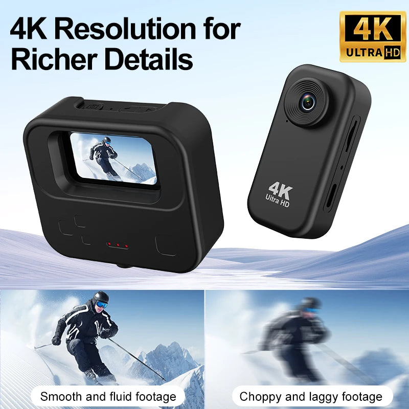 4K Thumb Camera Ultra-HD Action Camera Vlogging Image Stabilization First-Person View Cycling Chest-Mounted Camera