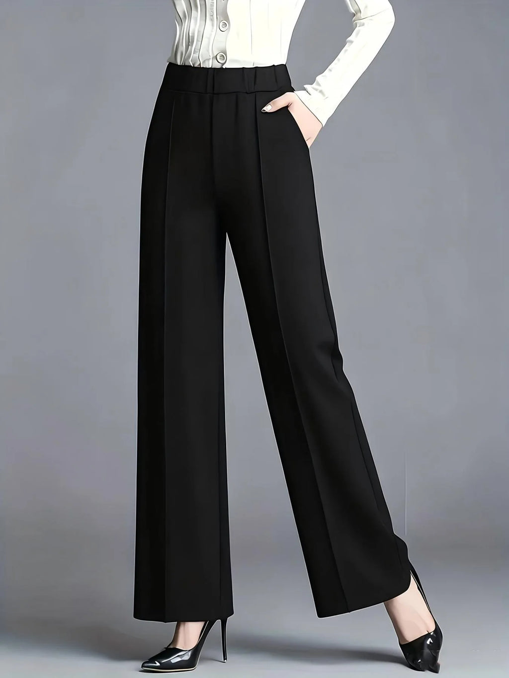 Women High Waist Draped Wide Leg Suit Pants Loose Slimming Straight Casual Versatile Trousers Multiple Colors Daily Commuter