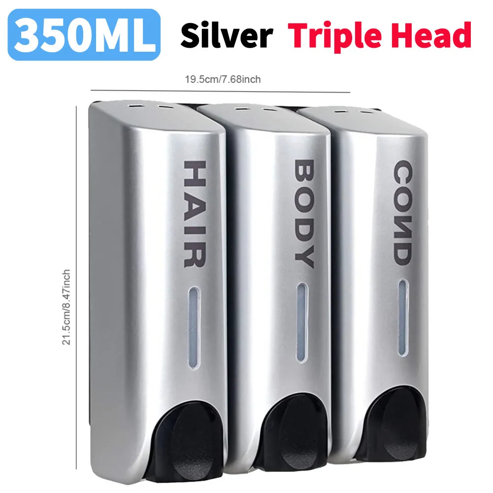 350ML Shower Bath Shampoo Dispenser Waterproof Shower Gel Lotion Soap Dispenser Wall Mount Refillable for Home Hotel Restaurant