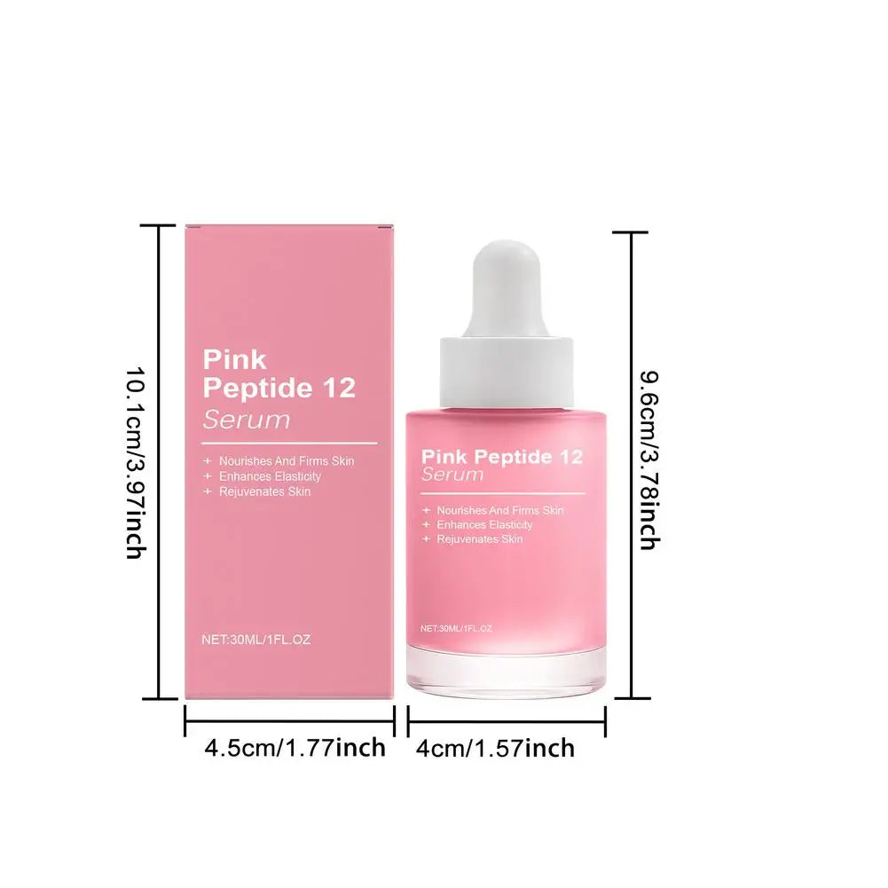 Pink Peptide12 Anti Aging Serum 30ml Firming Hydrating Face Essence,Reduces Fine Lines, Boosts Elasticity for Glowing Rejuvenate