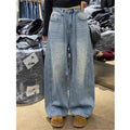 Korean Loose Women Denim Pants 2026 New Autumn Winter Retro Hot Diamond Long Cowboy Trousers Ladies Casual Streetwear Jeans