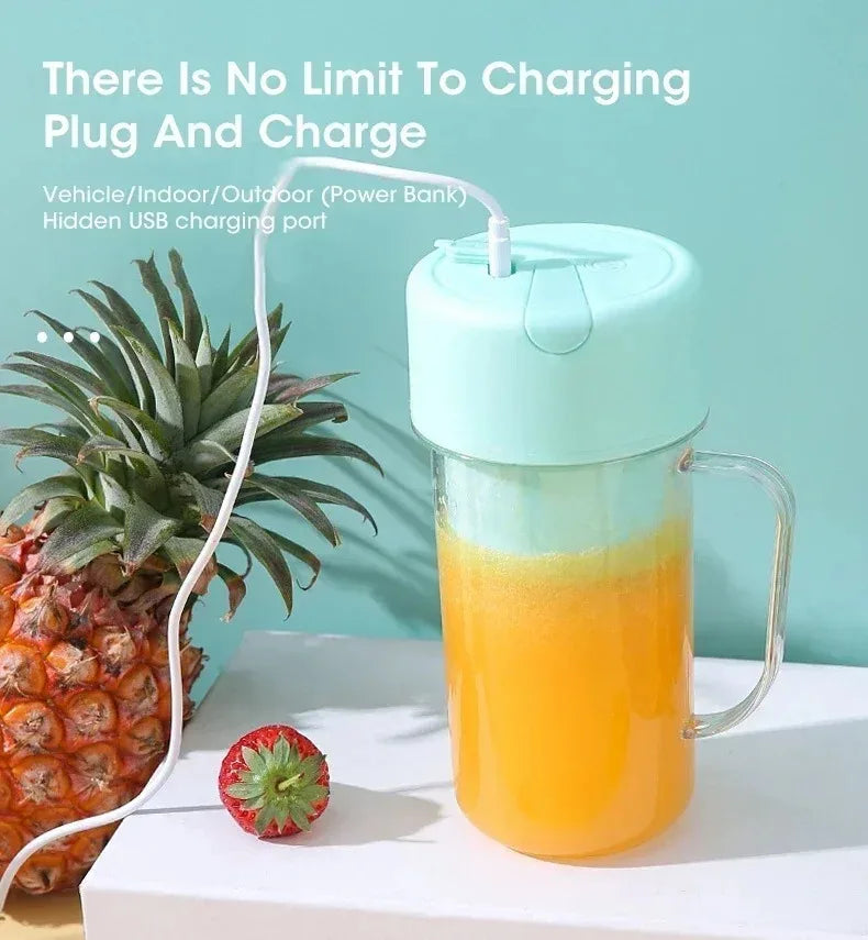 Portable USB Rechargeable Electric Juicer Cup 300ml with Straw for Smoothies and Shakes at Home Outdoor Office