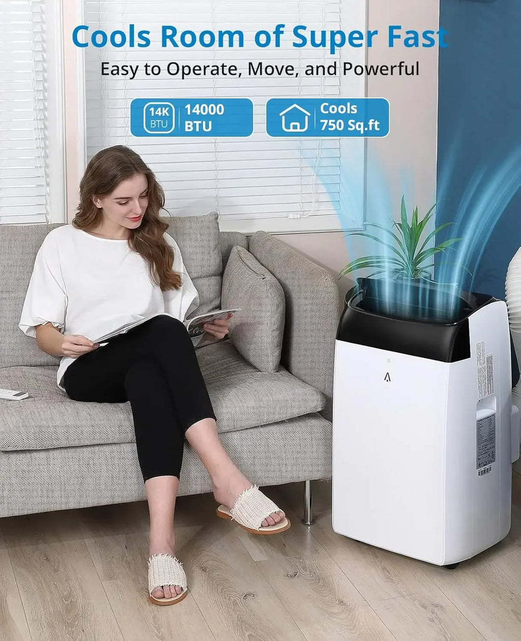 14000 BTU Portable Air Conditioner for 3-in-1 Free Standing Cooling AC Unit with Fan Dehumidifier Remote Control and Sleep