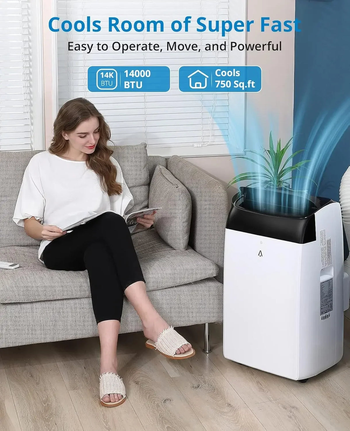 14000 BTU Portable Air Conditioner for 3-in-1 Free Standing Cooling AC Unit with Fan Dehumidifier Remote Control and Sleep