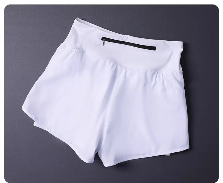Women's 2 in 1 Shorts with Pockets - Lightweight Breathable Loose Anti-Disclosure Split Side for Yoga Running Gym
