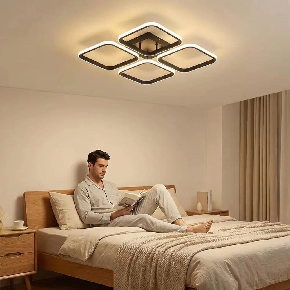 LED Ceiling Light Indoor Chandelier Square round Lamp for Living Room Bedroom Hallway - Energy Efficient Lighting Fixture