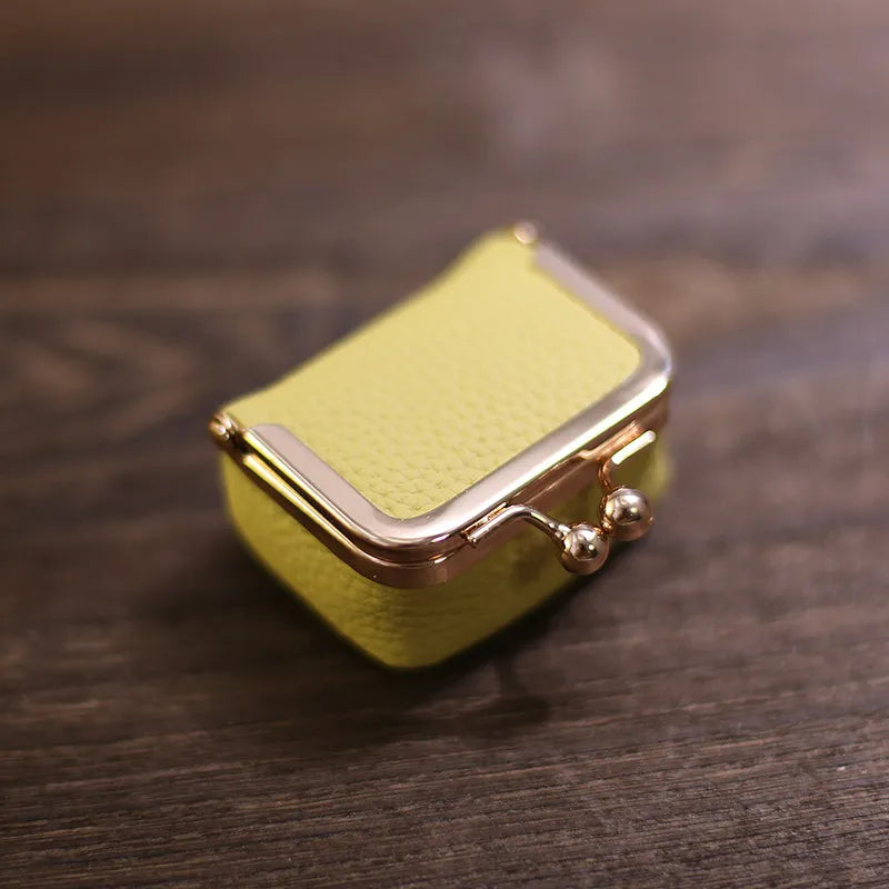 Litchi Grain Mini Bag, 2 Sizes Available, Retro Metal Kiss Lock, Portable Jewelry Pouch for Rings, Earrings & Necklaces Coin Pur