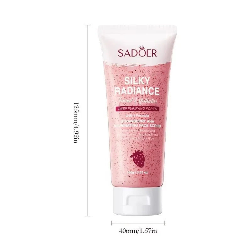 100g Strawberry Aha Face Scrub Balm, Deep Cleansing, Hydrating, Exfoliating Particles, Brighter and Radiant Skin, Moisturizing