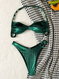 Fashion Sexy Bikini Green Swimsuit Women Bikinis Set Summer Swimwear Solid Beachwear Female Halter Trikini Dropshipping