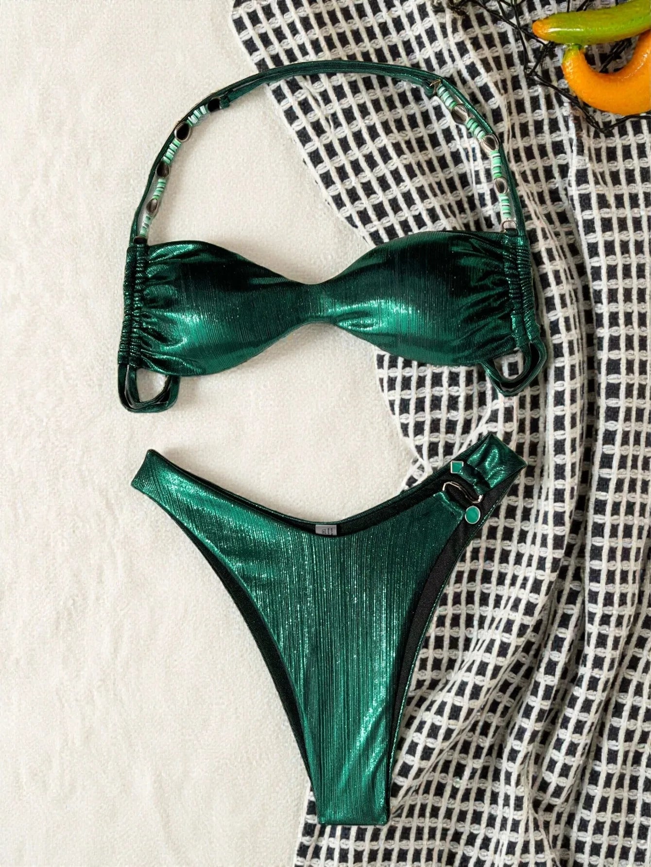 Fashion Sexy Bikini Green Swimsuit Women Bikinis Set Summer Swimwear Solid Beachwear Female Halter Trikini Dropshipping