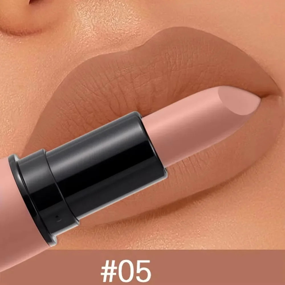 6-Color Matte Lipstick Sexy Velvet Lips Smooth Contour Pencil Brown Lip Waterproof Long-Lasting Color Lips Lipgloss Makeup