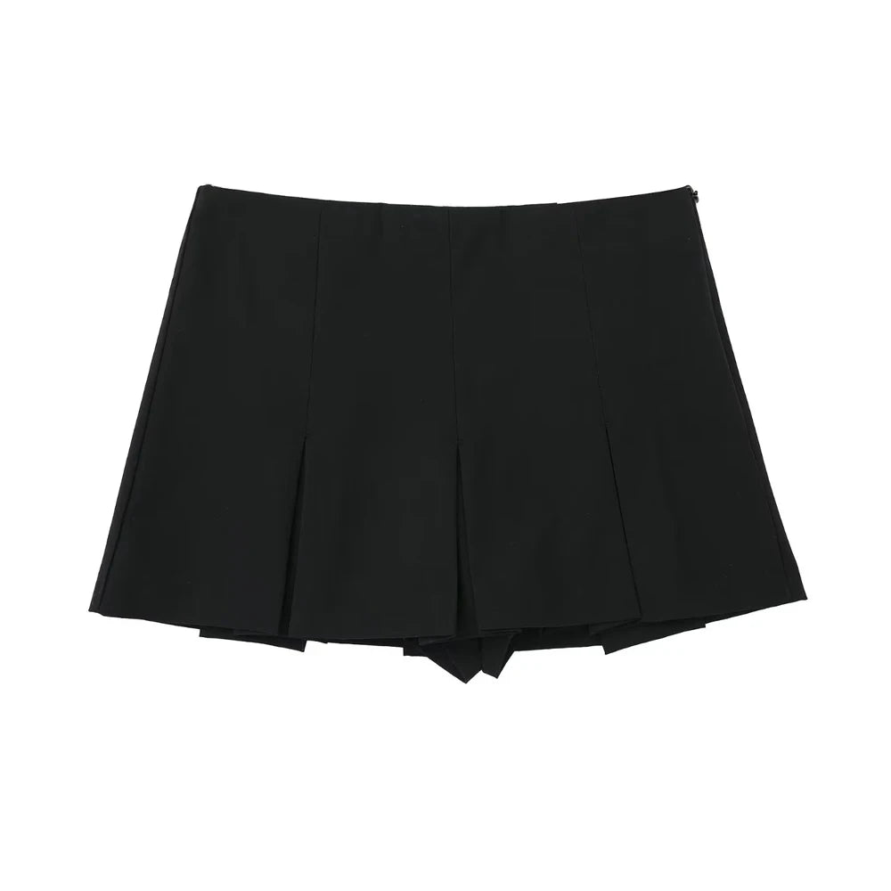 MUJER 2025 Pleated Skirt Shorts for Women High Waist Mini Shorts Women Summer Basic Skort for Women Holiday Casual Ladies Shorts