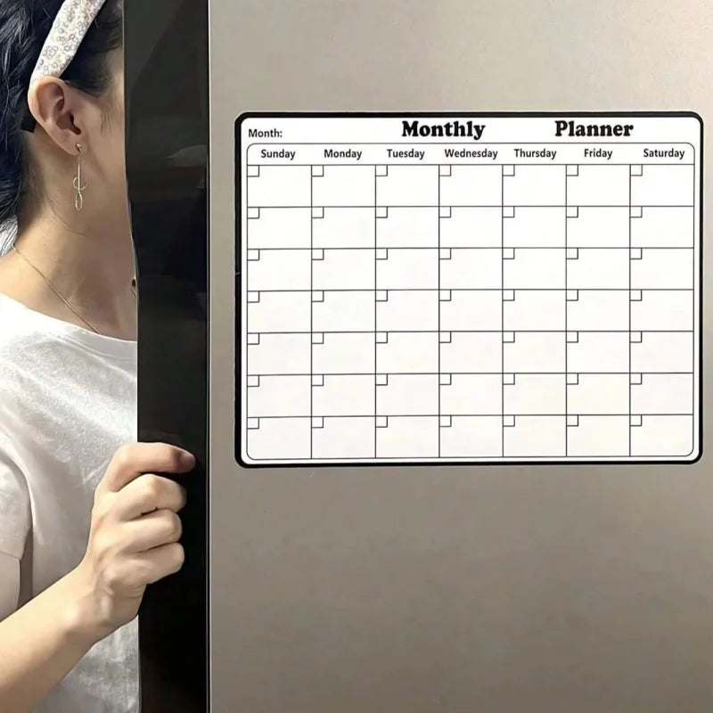 1/2 Pcs Magnetic Fridge Dry Erase Calendar Monthly Planner Whiteboard Reusable Family Schedule Message Board for Kitchen Home Or