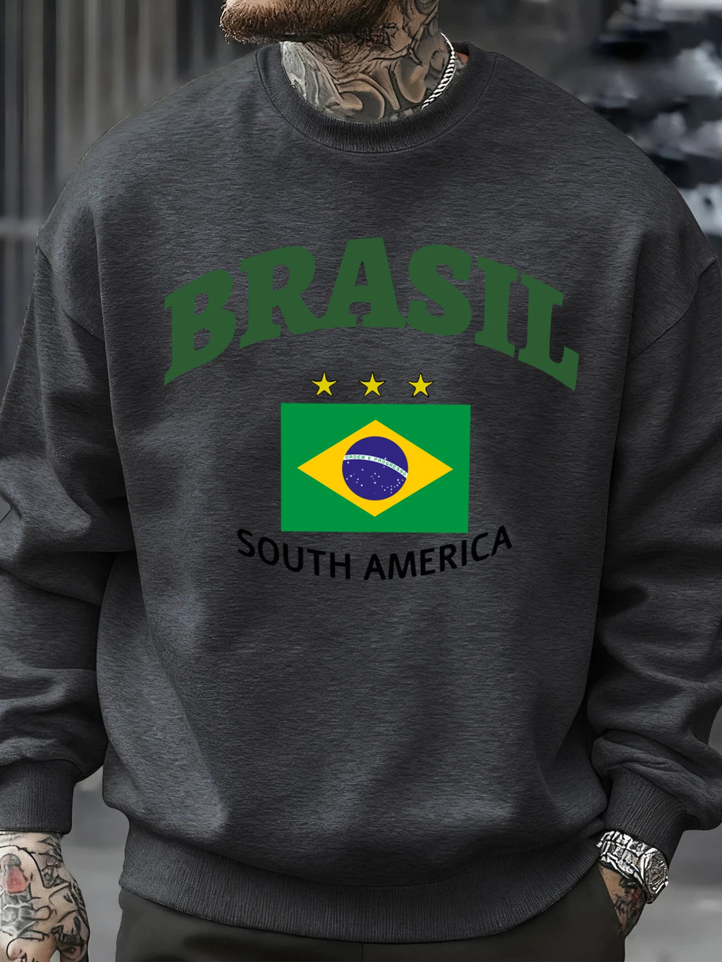 Brasil South America Prints Man Pullover Trendy Fleece Sweatshirt Autumn O-Neck Clothes Warm Milticolor Top Fashion Streetwear