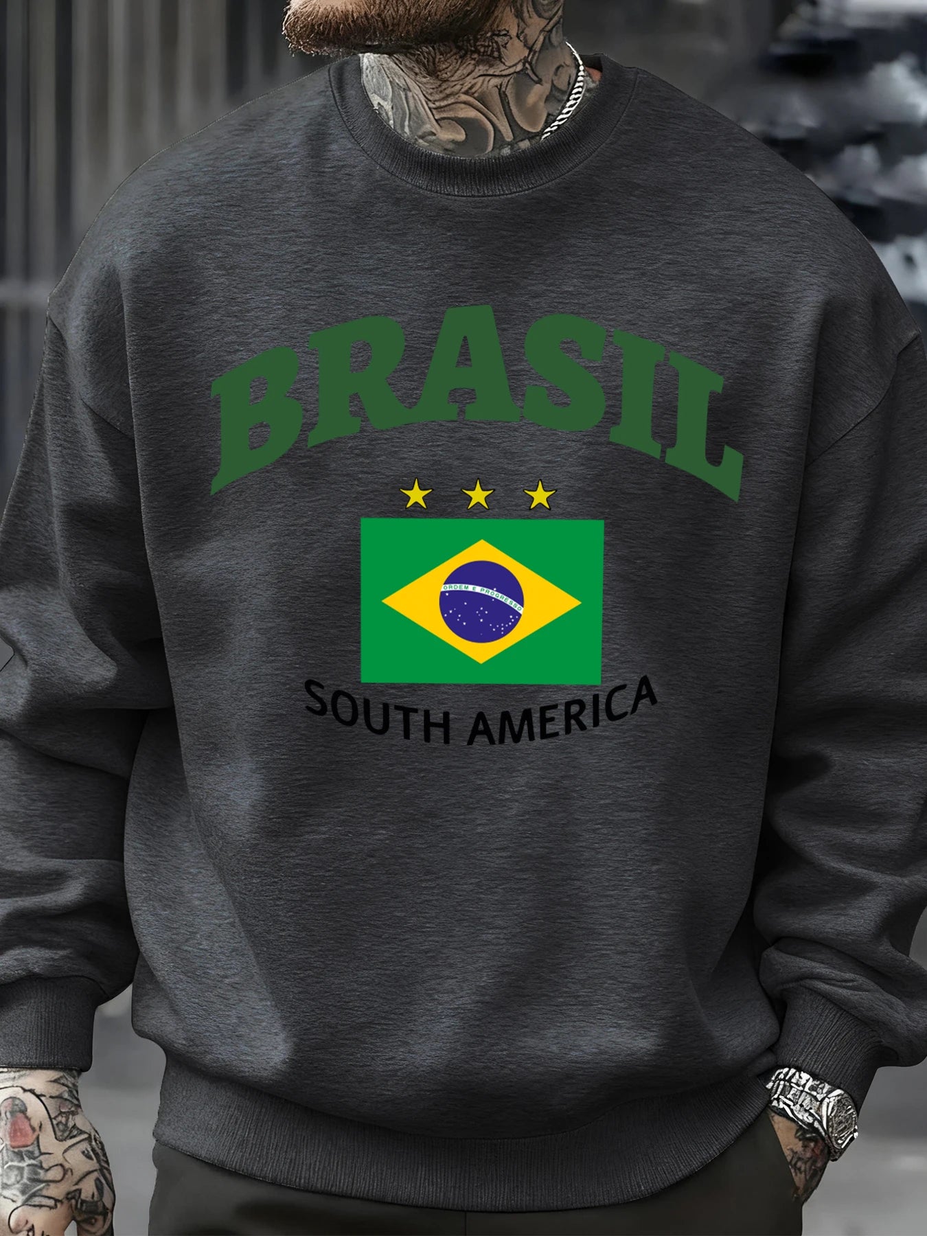 Brasil South America Prints Man Pullover Trendy Fleece Sweatshirt Autumn O-Neck Clothes Warm Milticolor Top Fashion Streetwear