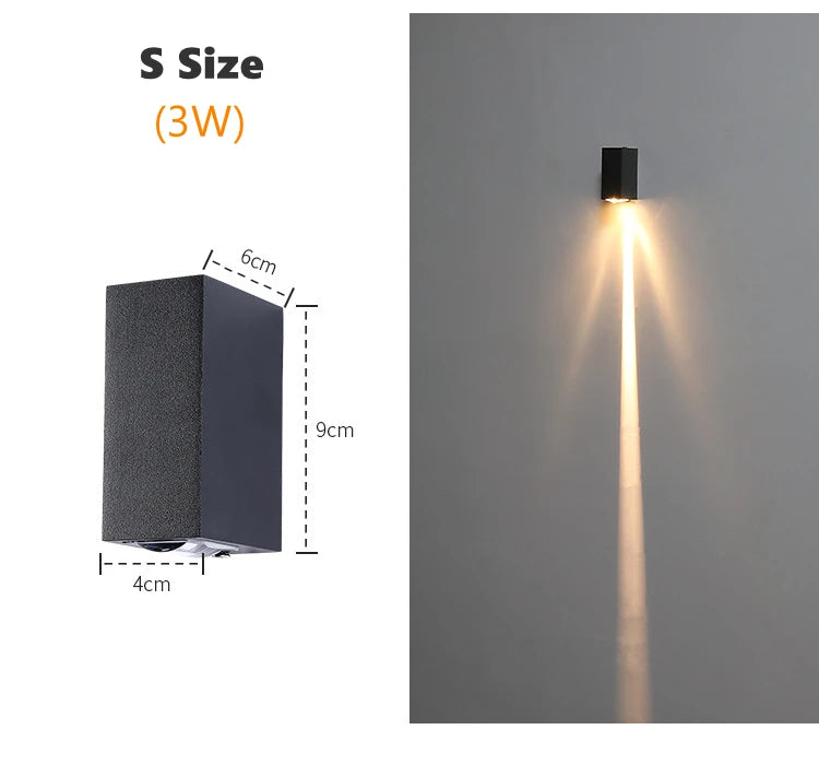 6W 10W 20W Outdoor LED Wall Lights Up and Down Narrow Beam COB Aluminium Wall Sconces Porch Light Garden Waterproof Spotlight