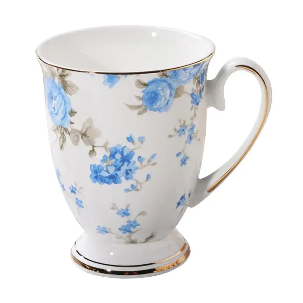 Classical Retro Bone China Mugs Large Capacity Ceramics Breakfast Milk Coffee Mug Pastoral Flower Tea Cup Home Office Drinkware