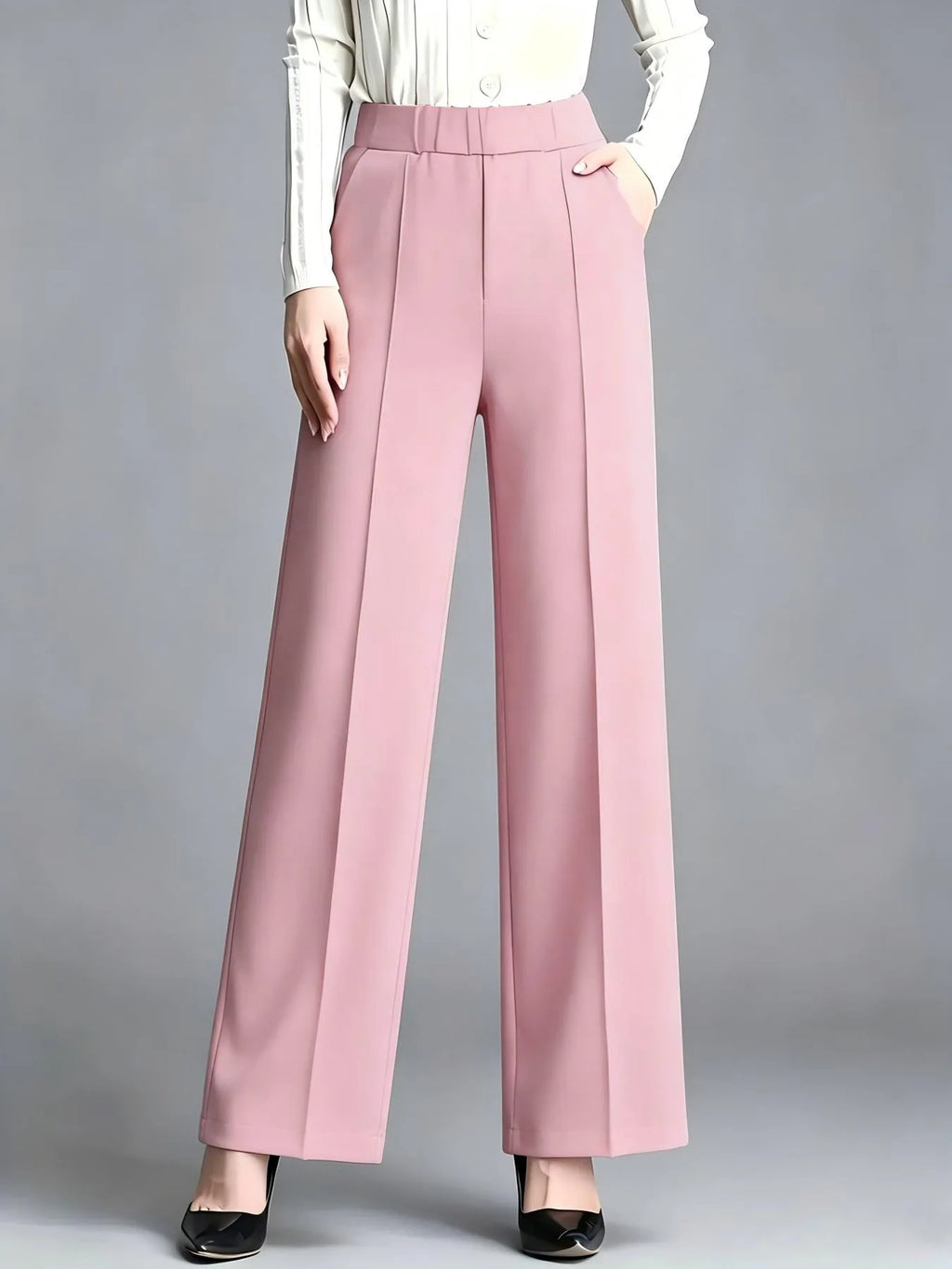 Women High Waist Draped Wide Leg Suit Pants Loose Slimming Straight Casual Versatile Trousers Multiple Colors Daily Commuter