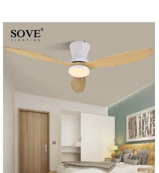 SOVE Modern Led Ceiling Fan Kitchen Living Room Dining Room Household High Air Volume Remote Control Pendant Light