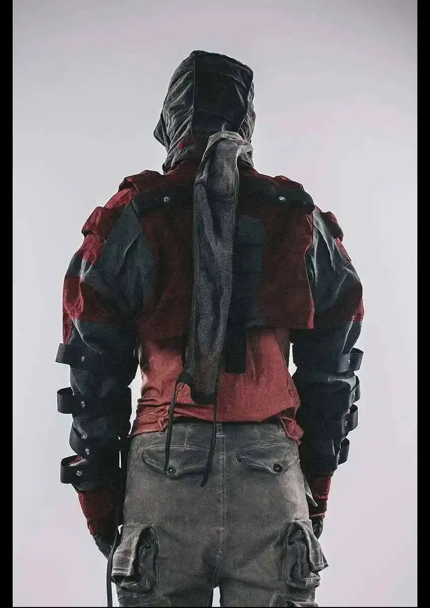 HKSH 2024 Spring Autumn Winter New Men Tide Punk Techwear Short Overcoat Jacket Fashion Chic Patchwork Coats Niche Design HK2916