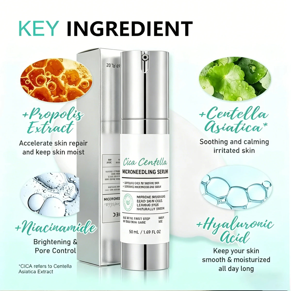 50ml*3 Spicule Microcrystal Serum,Pore Exfoliation,Centella Asiatica Propolis Aloe Extract Moisturizing Korean Glass Skin Care