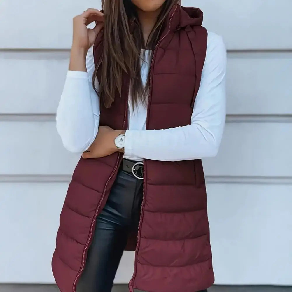 2025 Women  Down Vest Women's Puffer Vest Casual Zip Up Quilted Padded Vest Hooded Sleeveless Down Jacket Winter Warm Outerwear