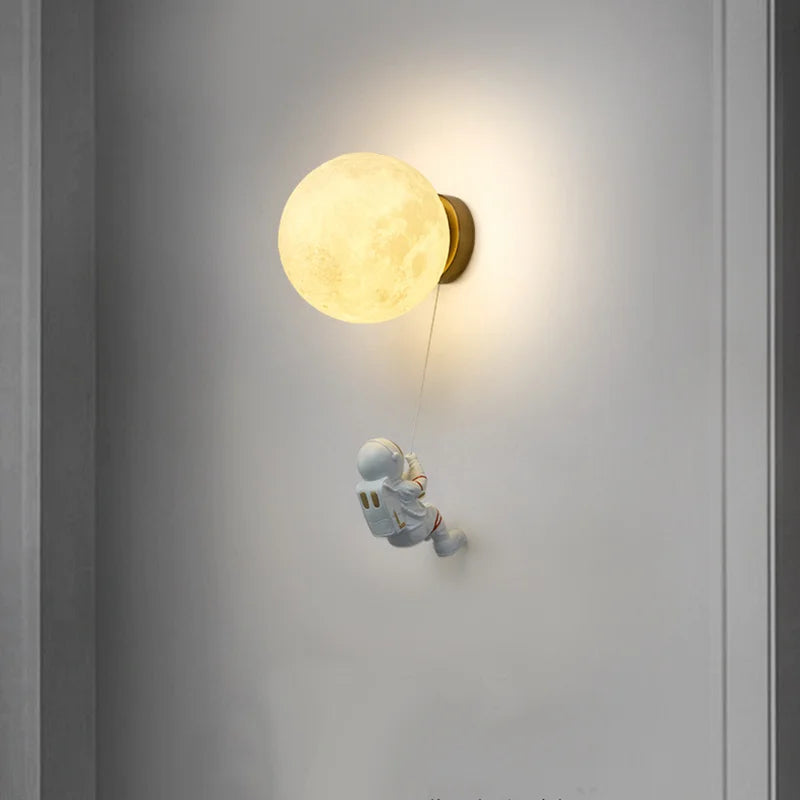 New Design Home Decoration Wall Lamp PLA Material 3D Print Lampshade Sconce Light Astronaut Climbing Moon Style Children Lustres