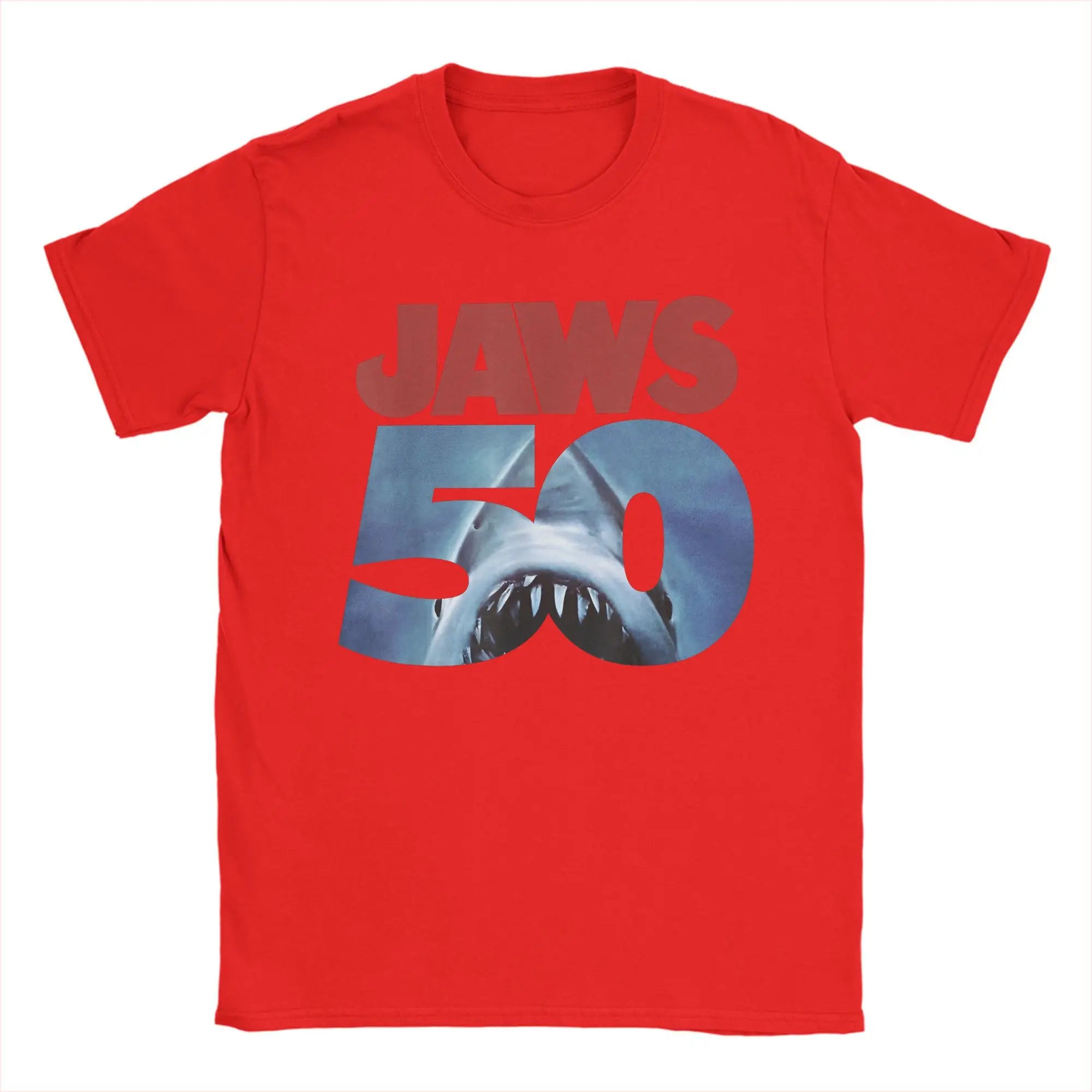 Jaws 50th Anniversary Logo Movie Graphic T Shirt Men Cotton Creative T-Shirt Round Neck  Tee Shirt Short Sleeve Tops New Arrival