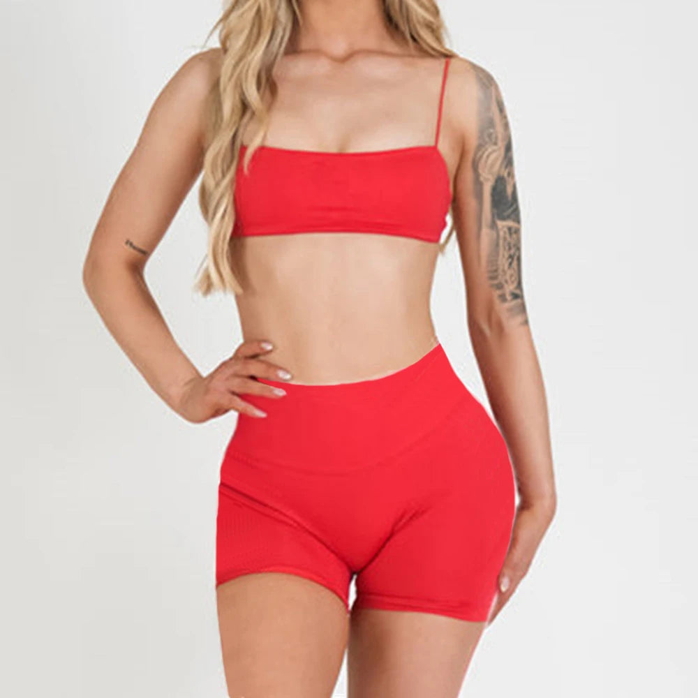 2/3PCS NoLogo Seamless DVision Yoga Set Women Workout Scrunch Leggings Strappy Sports Bra Fitness Gym Shorts Workout Suits XP65
