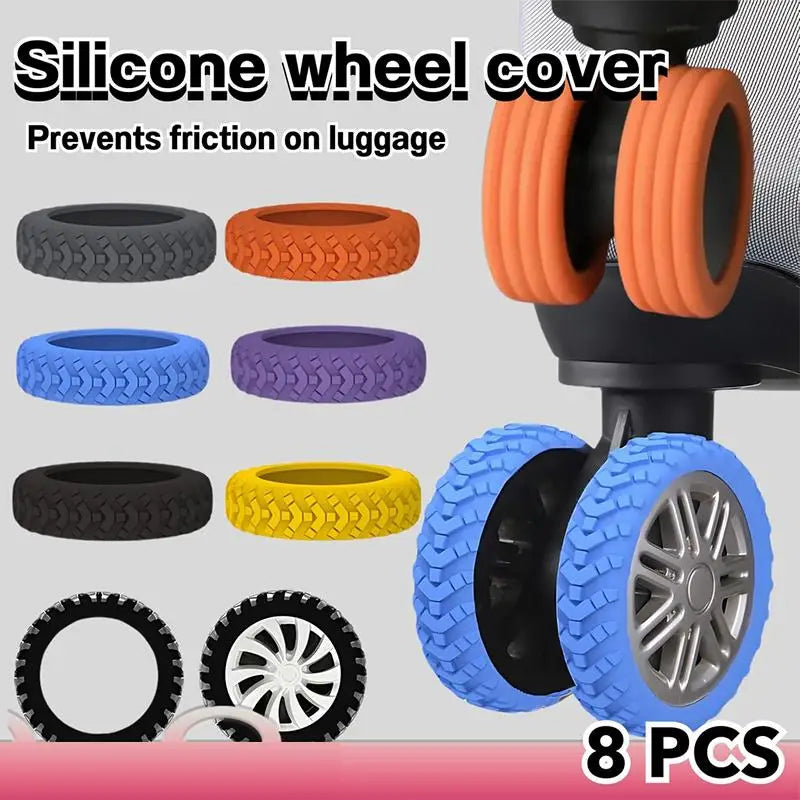 8 Pcs Silicone Luggage Wheel Protector Shoes Suitcase Casters Anti Abrasion Noise Min Travel Rolling Luggage Accessory Parts