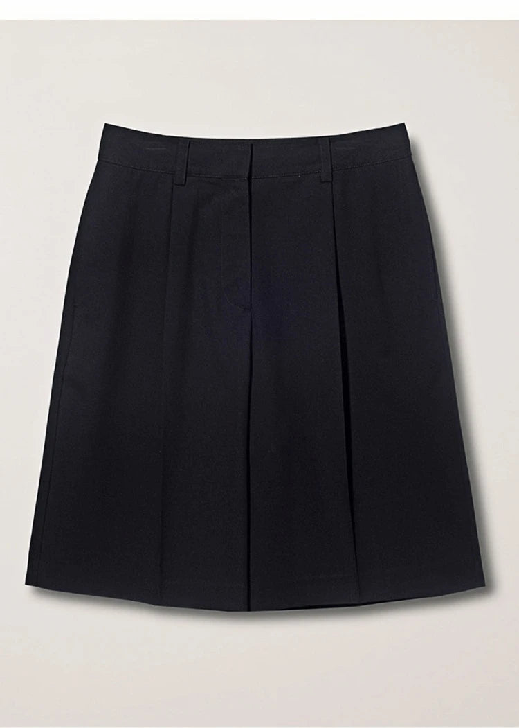 High Waist Suit Short Pants Women's Casual Loose Straight Leg Pants Summer Five Parts Outwear Comfortable Polyester Fiber