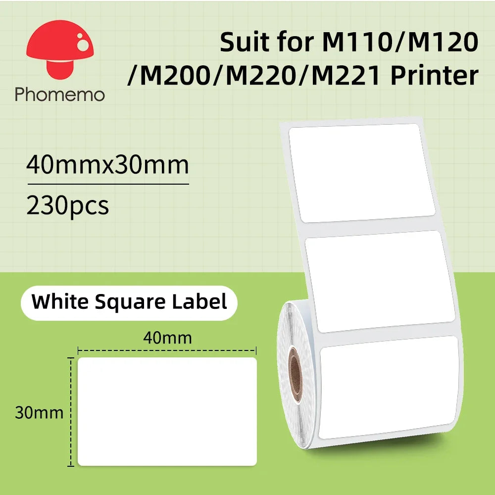 Label Sticker for Phomemo M110 M220 M221 M120 Mini Portable Printer 20-50mm Thermal Label Printer Stickers Pocket Labeling Maker