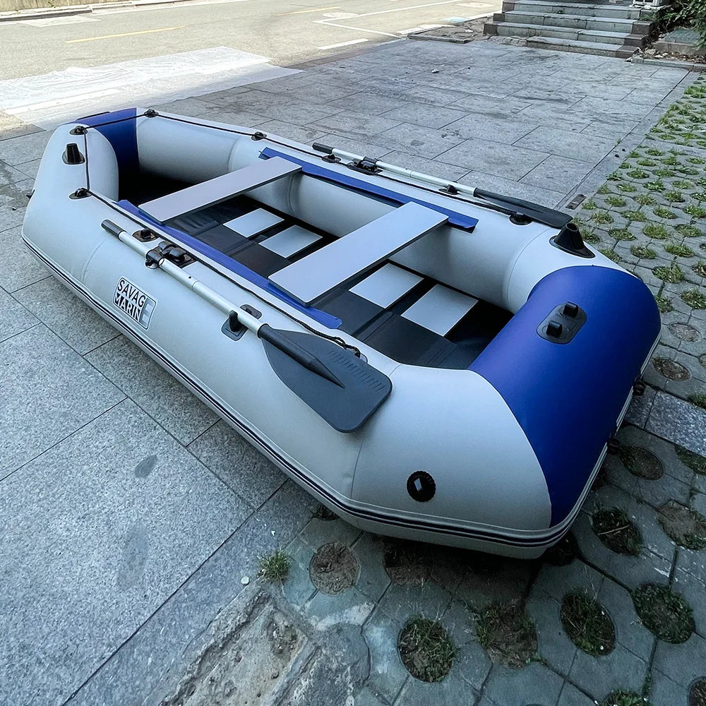 Inflatable PVC Boat Rowing Kayak, 3.3m, 5 Person, Fishing Canoe Dinghy with Accessories for Outdoor Water Sports