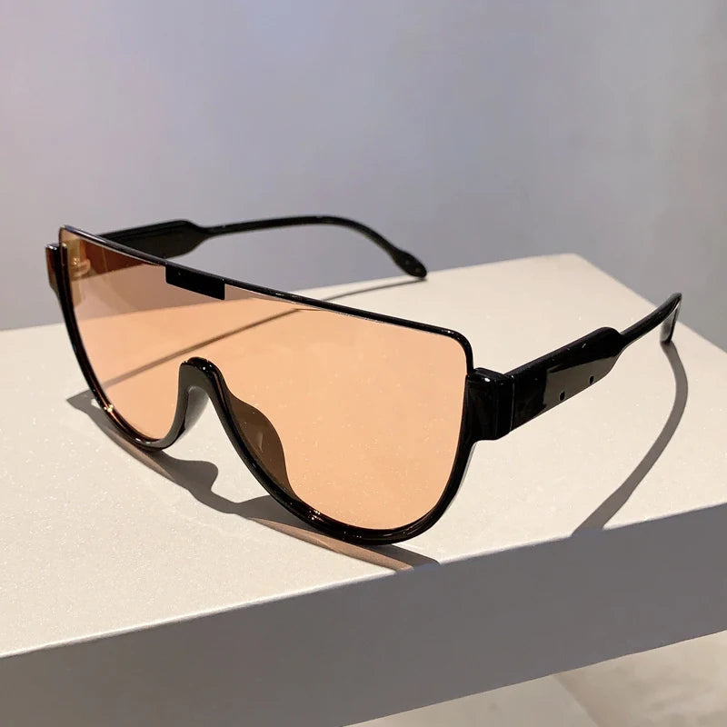 KAMMPT Vintage Semi-round Sun Glasses Women Fashion Monoblock Outdoor Goggle Shades Ins Trending 2024 New Design Sunglasses