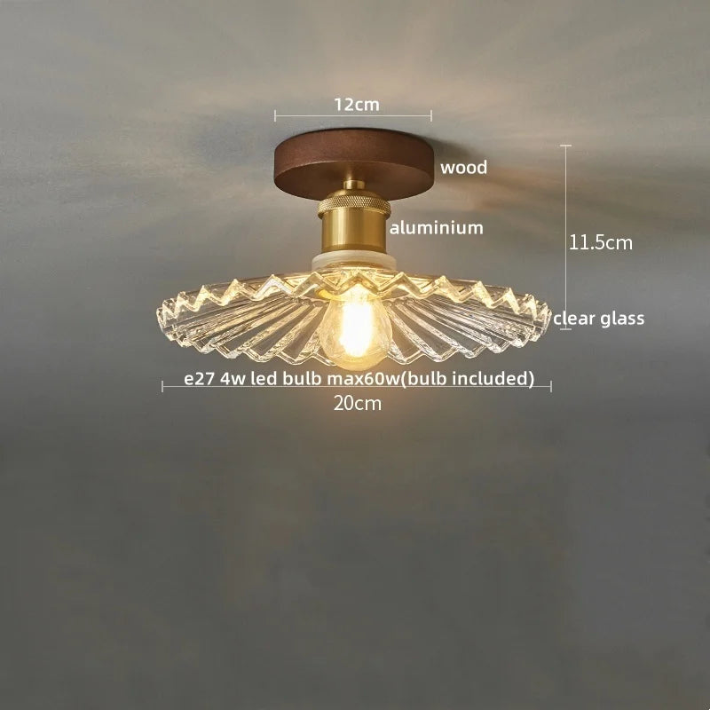 IWHD Walnut Copper LED Ceiling Lights Decoration Aisle Corridor Living Room Light Home Lighting Modern Ceiling lamp Luminaria