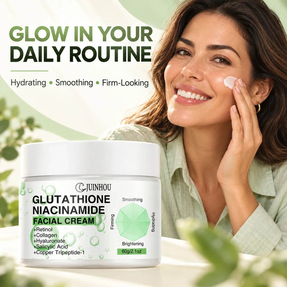 JUINHOU Face Cream Glutathione Niacinamide Moisturizer Evens Skin Tone Reduce Dullness Dark Spots Daily Facial Skin Care