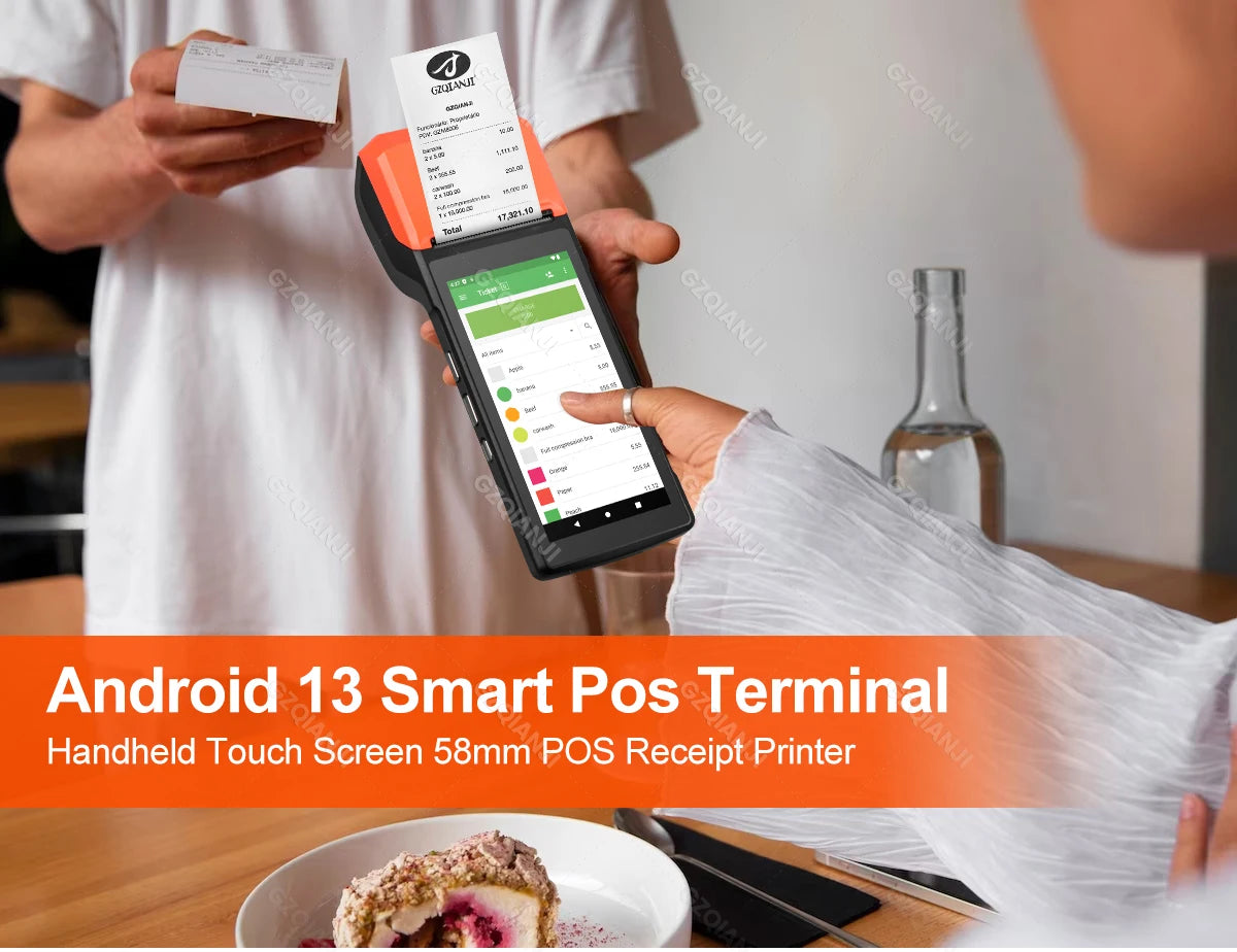 4G Android 13 / 8.1 Pos Terminal Wireless Handheld Printers 1D 2D Scanner Reader NFC Built-in 58mm Receipt Impressora Termica