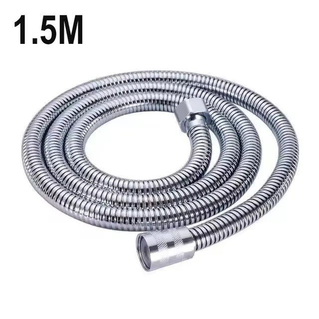 1.5/2/3M Stainless Steel Shower Hose Black/Silver Long Bathroom Shower Water Hose Extension Plumbing Pipe Showerhead Tube