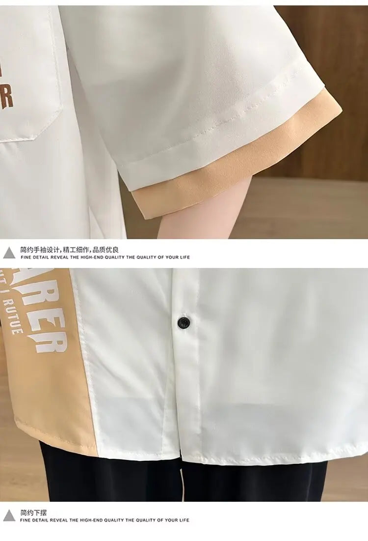New Shirts for Men Patchwork Graphic T-shirts Men's Clothing Summer Casual Short Sleeved Daily Street Tops Loose Oversized Shirt