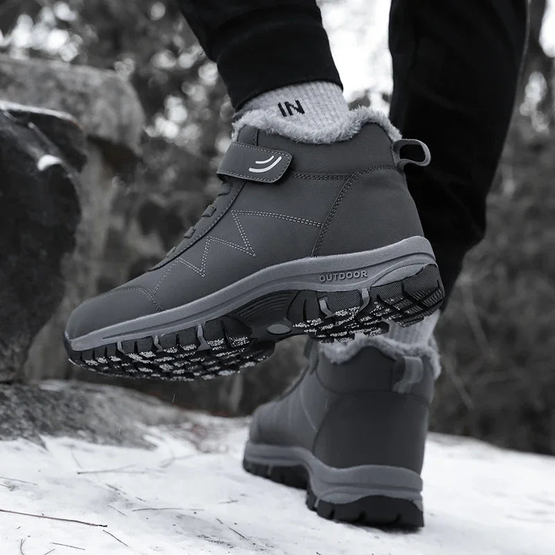 Men's Warm Snow Shoes Outdoor Leather Thick Plush Winter Man Casual Sneakers Original Waterproof Trend Sports