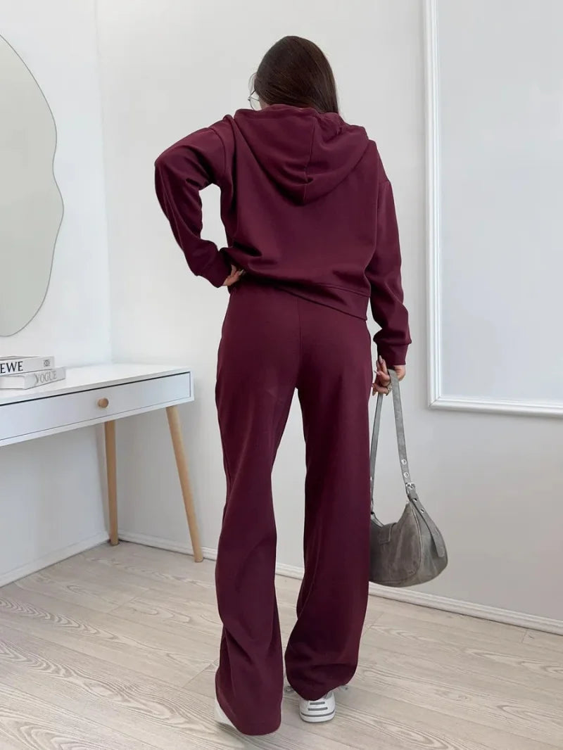 Fashion 2 Piece Sets Women Outfit Autumn Clothing Women 2026 Zip Hooded Sweatshirt Top and Pants Suit Casual Tracksuit Woman Set