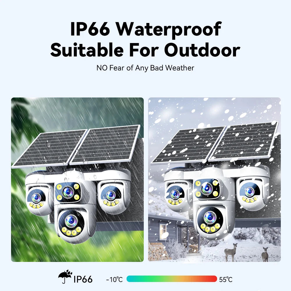 4-Screen 4G Solar Security Camera 20MP PTZ Outdoor Cam with AOV Mode 5X Zoom 12000mAh Battery Wireless CCTV Surveillance O-kam