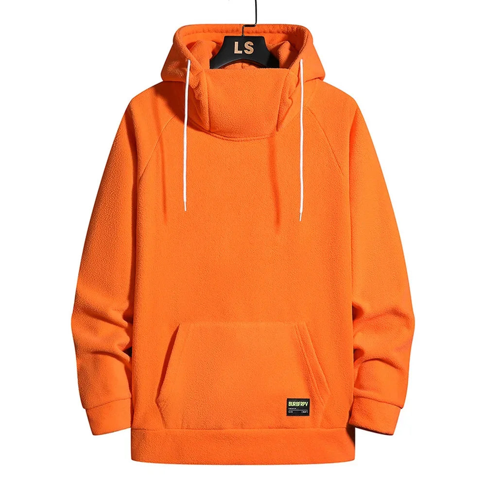 Thick Fleece Hoodies Men Autumn Winter High Neck Hooded Hoodies Windproof Hip Hop Hoodies Men Fashion Clothing Tops Casual